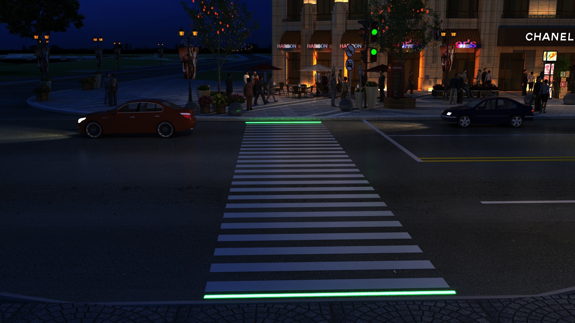 建在人行道上的交通灯